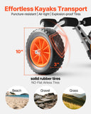 Darrahopens Outdoor Recreation > Boating > Canoes & Kayaks VEVOR Kayak Cart, 90 kg Load Capacity, Foldable Kayak Trolley with 25.4 cm Solid Rubber Tires & 1 Ratchet Strap, Paddle Board Trolley for Carrying Kayaks, Canoes, Paddleboards, Float Mats, Jon Boats