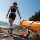 Darrahopens Outdoor Recreation > Boating > Canoes & Kayaks VEVOR Kayak Cart, 90 kg Load Capacity, Foldable Kayak Trolley with 25.4 cm Solid Rubber Tires & 1 Ratchet Strap, Paddle Board Trolley for Carrying Kayaks, Canoes, Paddleboards, Float Mats, Jon Boats
