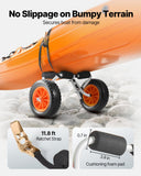 Darrahopens Outdoor Recreation > Boating > Canoes & Kayaks VEVOR Kayak Cart, 90 kg Load Capacity, Foldable Kayak Trolley with 25.4 cm Solid Rubber Tires & 1 Ratchet Strap, Paddle Board Trolley for Carrying Kayaks, Canoes, Paddleboards, Float Mats, Jon Boats