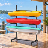 Darrahopens Outdoor Recreation > Boating > Canoes & Kayaks Weisshorn Kayak Storage Rack 3-Tier Canoe SUP Paddleboard Garage 80kg Casters In Australia - Darrahopens