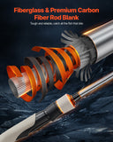 Darrahopens Outdoor Recreation > Boating > Rowing Boats VEVOR Rod and Fishing Reel Combo, IM6 Fiberglass & Carbon Fiber Spinning Rod and Reel Combo, Bass Fishing Pole with 2m Two-Piece Rods, 6+1 Ball Bearings, Stainless Steel Guides with Ceramic Rings
