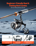 Darrahopens Outdoor Recreation > Boating > Rowing Boats VEVOR Rod and Fishing Reel Combo, IM6 Fiberglass & Carbon Fiber Spinning Rod and Reel Combo, Bass Fishing Pole with 2m Two-Piece Rods, 6+1 Ball Bearings, Stainless Steel Guides with Ceramic Rings