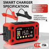 Darrahopens Outdoor Recreation > Camping > Batteries & Generators 15-Amp Battery Charger, 12V  Lithium iron phosphate battery Car Battery Charger Trickle Charger Smart Battery Maintainer w/Temp Compensation for Car Truck Lawn Mower Boat Marine