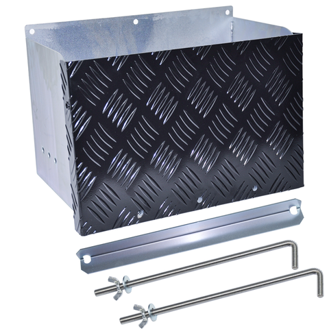 Darrahopens Outdoor Recreation > Camping > Batteries & Generators Battery Box Set Sturdy Galvanized Trailer Caravan Boat Spare Part with Lid and Hole for Secure Suits battery up to 160mm deep x 350mm wide Height 250mm
