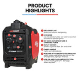 Darrahopens Outdoor Recreation > Camping > Batteries & Generators GENPOWER 1.2kW Peak 1.0kW Inverter Generator, Portable Lightweight Camping