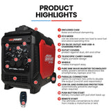 Darrahopens Outdoor Recreation > Camping > Batteries & Generators GENPOWER 4.7kW Peak 3.8kW Inverter Generator, Push Button & Remote Start, Portable w/ Wheels, Camping, Backup, Mobile A/C