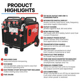 Darrahopens Outdoor Recreation > Camping > Batteries & Generators GENPOWER 8.5kW Peak 8.2kW Inverter Generator, Push Button & Remote Start, ATS Compatible, RCD, Portable w/ Wheels, 27L Fuel Tank, Grid Power Home Backup