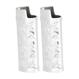 Darrahopens Outdoor Recreation > Camping > Camp Furniture 2Pcs Lighter Case Zinc Alloy Lighter Storage Container Floral Pattern for Outdoor Camping Hiking Silver In Australia - Darrahopens