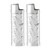 Darrahopens Outdoor Recreation > Camping > Camp Furniture 2Pcs Lighter Case Zinc Alloy Lighter Storage Container Floral Pattern for Outdoor Camping Hiking Silver In Australia - Darrahopens
