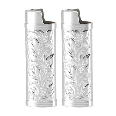 Darrahopens Outdoor Recreation > Camping > Camp Furniture 2Pcs Lighter Case Zinc Alloy Lighter Storage Container Floral Pattern for Outdoor Camping Hiking Silver In Australia - Darrahopens