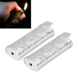 Darrahopens Outdoor Recreation > Camping > Camp Furniture 2Pcs Lighter Case Zinc Alloy Lighter Storage Container Floral Pattern for Outdoor Camping Hiking Silver In Australia - Darrahopens