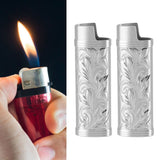 Darrahopens Outdoor Recreation > Camping > Camp Furniture 2Pcs Lighter Case Zinc Alloy Lighter Storage Container Floral Pattern for Outdoor Camping Hiking Silver In Australia - Darrahopens