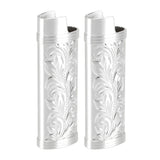 Darrahopens Outdoor Recreation > Camping > Camp Furniture 2Pcs Lighter Case Zinc Alloy Lighter Storage Container Floral Pattern for Outdoor Camping Hiking Silver In Australia - Darrahopens