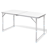 Darrahopens Outdoor Recreation > Camping > Camp Furniture Aluminium Folding Portable Garden Camping Picnic BBQ Table Height Adjustable 120 x 60 cm - white