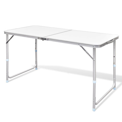 Darrahopens Outdoor Recreation > Camping > Camp Furniture Aluminium Folding Portable Garden Camping Picnic BBQ Table Height Adjustable 120 x 60 cm - white