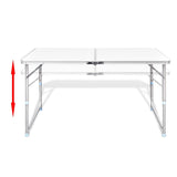 Darrahopens Outdoor Recreation > Camping > Camp Furniture Aluminium Folding Portable Garden Camping Picnic BBQ Table Height Adjustable 120 x 60 cm - white