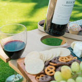 Darrahopens Outdoor Recreation > Camping > Camp Furniture Bamboo Foldable Picnic Table Tray with Wine and Glass Holders