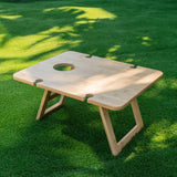 Darrahopens Outdoor Recreation > Camping > Camp Furniture Bamboo Foldable Picnic Table Tray with Wine and Glass Holders