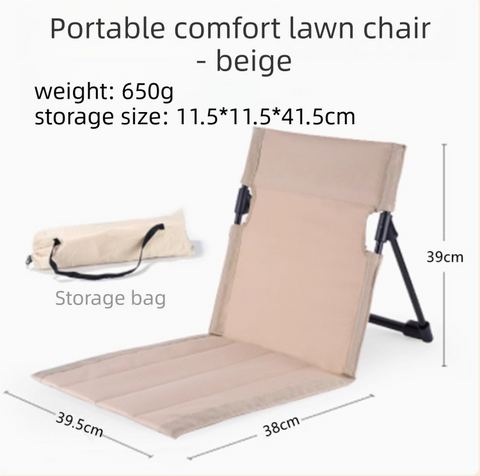 Darrahopens Outdoor Recreation > Camping > Camp Furniture Beige Portable Folding Camping Chair with Backrest & Storage-Bag - Ultra-Light Aluminum Alloy Lawn Chair, Beach & Balcony Travel Seating