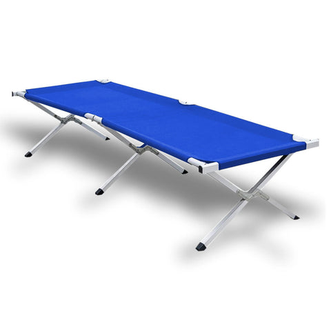 Darrahopens Outdoor Recreation > Camping > Camp Furniture Camping Bed Folding Stretcher Light Weight w/ Carry Bag Camp Portable - blue