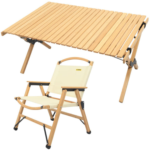 Darrahopens Outdoor Recreation > Camping > Camp Furniture Chair & Table Set Bamboo Camping Folding Portable Outdoor Picnic Travel BBQ