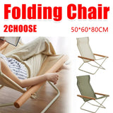 Darrahopens Outdoor Recreation > Camping > Camp Furniture Folding Camping Chair with Solid Wood Armrests Carbon Steel Frame - Khaki In Australia - Darrahopens