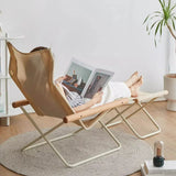 Darrahopens Outdoor Recreation > Camping > Camp Furniture Folding Camping Chair with Solid Wood Armrests Carbon Steel Frame - Khaki In Australia - Darrahopens