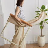 Darrahopens Outdoor Recreation > Camping > Camp Furniture Folding Camping Chair with Solid Wood Armrests Carbon Steel Frame - Khaki In Australia - Darrahopens