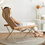 Darrahopens Outdoor Recreation > Camping > Camp Furniture Folding Camping Chair with Solid Wood Armrests Carbon Steel Frame - Khaki In Australia - Darrahopens