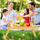 Darrahopens Outdoor Recreation > Camping > Camp Furniture Folding table - Camping table - Portable folding table - Can be used as a dining table, TV table, laptop table, snack table, sofa table or work table - Natural wood color