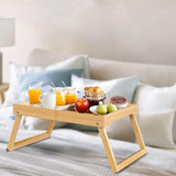 Darrahopens Outdoor Recreation > Camping > Camp Furniture Folding table - Camping table - Portable folding table - Can be used as a dining table, TV table, laptop table, snack table, sofa table or work table - Natural wood color