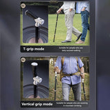 Darrahopens Outdoor Recreation > Camping > Camp Furniture Lightweight Foldable Walking Cane: Adjustable Dual-Mode (T/Grip) Stick – 0.26kg, Portable for Daily/Hiking Use