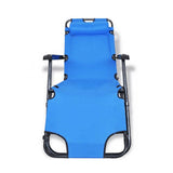 Darrahopens Outdoor Recreation > Camping > Camp Furniture Reclining Sun Beach Deck Lounge Chair Outdoor Folding Camping Fishing Arm Rest - blue