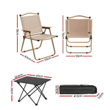 Darrahopens Outdoor Recreation > Camping > Camp Furniture Weisshorn 3pc Camping Table Chair Set Outdoor Folding Aluminium Portable Picnic