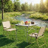 Darrahopens Outdoor Recreation > Camping > Camp Furniture Weisshorn 3pc Camping Table Chair Set Outdoor Folding Aluminium Portable Picnic