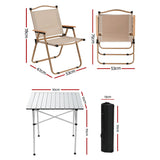 Darrahopens Outdoor Recreation > Camping > Camp Furniture Weisshorn 3pc Camping Table Chair Set Outdoor Folding Aluminium Portable Picnic