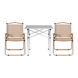 Darrahopens Outdoor Recreation > Camping > Camp Furniture Weisshorn 3pc Camping Table Chair Set Outdoor Folding Aluminium Portable Picnic