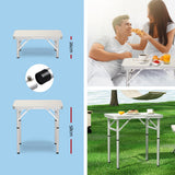 Darrahopens Outdoor Recreation > Camping > Camp Furniture Weisshorn 3pc Camping Table Chair Set Outdoor Folding Aluminium Portable Picnic