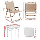Darrahopens Outdoor Recreation > Camping > Camp Furniture Weisshorn 3pc Camping Table Chair Set Outdoor Folding Aluminium Portable Picnic