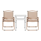 Darrahopens Outdoor Recreation > Camping > Camp Furniture Weisshorn 3pc Camping Table Chair Set Outdoor Folding Aluminium Portable Picnic