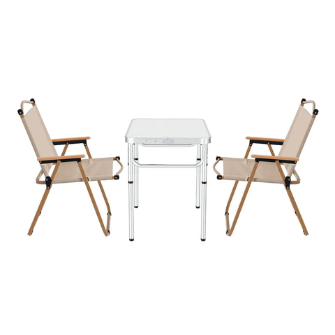 Darrahopens Outdoor Recreation > Camping > Camp Furniture Weisshorn 3pc Camping Table Chair Set Outdoor Folding Aluminium Portable Picnic