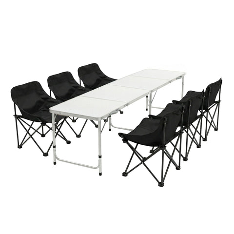 Darrahopens Outdoor Recreation > Camping > Camp Furniture Weisshorn 7pc Camping Table Chair Set Outdoor Folding Aluminium Portable Picnic