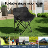 Darrahopens Outdoor Recreation > Camping > Camp Furniture Weisshorn Folding Camping Moon Chair Portable Seat Weight Capacity 120KG Black