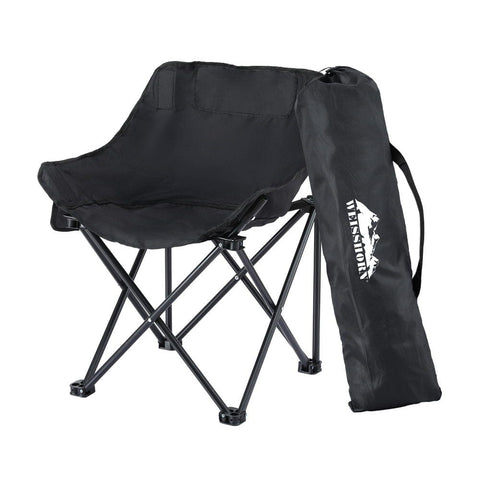 Darrahopens Outdoor Recreation > Camping > Camp Furniture Weisshorn Folding Camping Moon Chair Portable Seat Weight Capacity 120KG Black