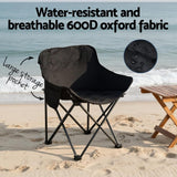 Darrahopens Outdoor Recreation > Camping > Camp Furniture Weisshorn Folding Camping Moon Chair Portable Seat Weight Capacity 120KG Black