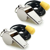 Darrahopens Outdoor Recreation > Camping > Camp Safety Equipment Whistle - 2-piece - Stainless steel sports whistle with lanyard - High volume whistle for survival and rescue - Suitable for coaches, referees and match officials