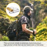 Darrahopens Outdoor Recreation > Camping > Camp Safety Equipment Whistles - Emergency Survival Whistles - Set of 2 - Extra Loud Aluminum Whistles for Outdoor Use - Slim Double-Barrel Rescue Whistles - Suitable for Swim Training, Camping, Hiking, Hunting, Boating and Other Activities (Gold + Silver)