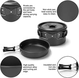 Darrahopens Outdoor Recreation > Camping > Camping Appliances 11PCS Black Camping Cookware Set – Lightweight Aluminium Camping Pots, Frying Pan, Kettle & Stainless Steel Cutlery, Portable Non-Stick Outdoor Cooking Set for 2-3 Person Camping, Hiking, Backpacking & Picnic In Australia - Darrahopens