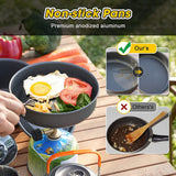 Darrahopens Outdoor Recreation > Camping > Camping Appliances 11PCS Black Camping Cookware Set – Lightweight Aluminium Camping Pots, Frying Pan, Kettle & Stainless Steel Cutlery, Portable Non-Stick Outdoor Cooking Set for 2-3 Person Camping, Hiking, Backpacking & Picnic In Australia - Darrahopens