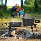 Darrahopens Outdoor Recreation > Camping > Camping Appliances 11PCS Black Camping Cookware Set – Lightweight Aluminium Camping Pots, Frying Pan, Kettle & Stainless Steel Cutlery, Portable Non-Stick Outdoor Cooking Set for 2-3 Person Camping, Hiking, Backpacking & Picnic In Australia - Darrahopens